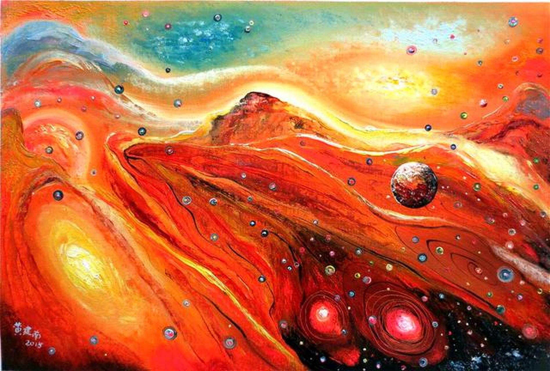 你我都是星辰 你我都是星尘  油画 黄建南   诗歌  顾向阳  卡西尼号