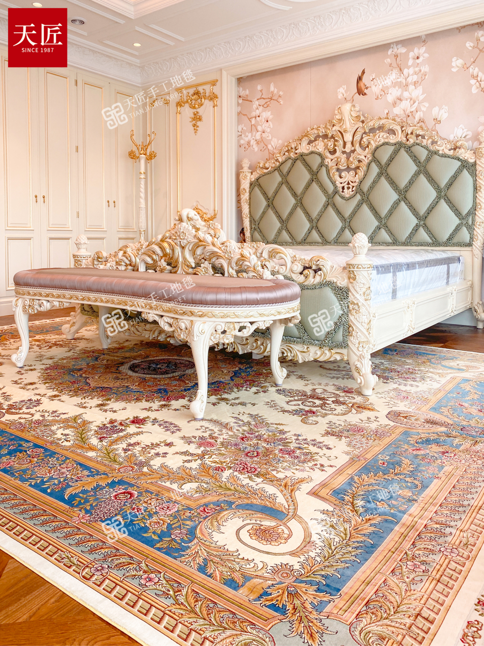 经典法式风格的手工真丝地毯#羊毛地毯# #天匠地毯# #手工地毯