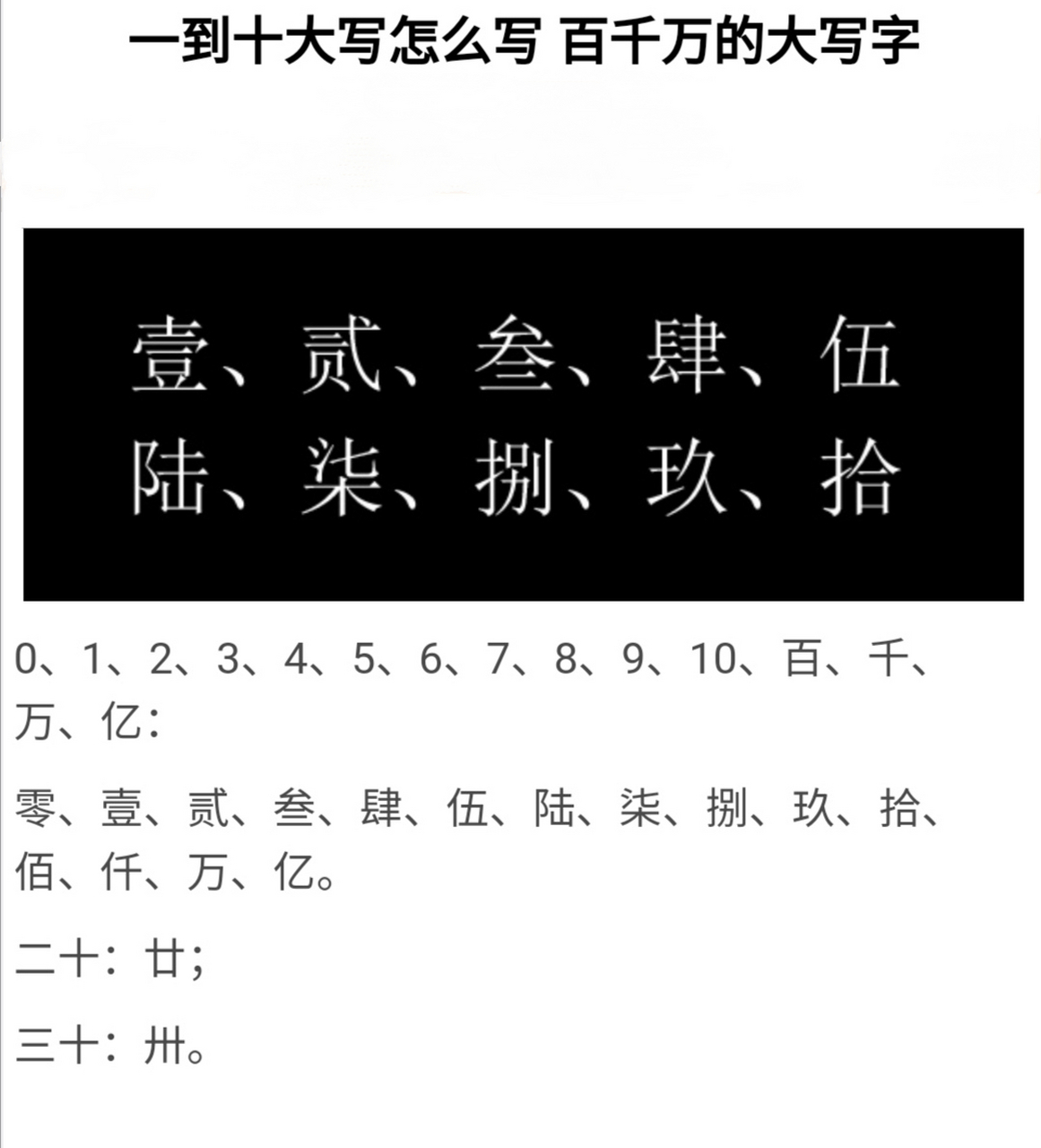 100以内大写数字表图片图片