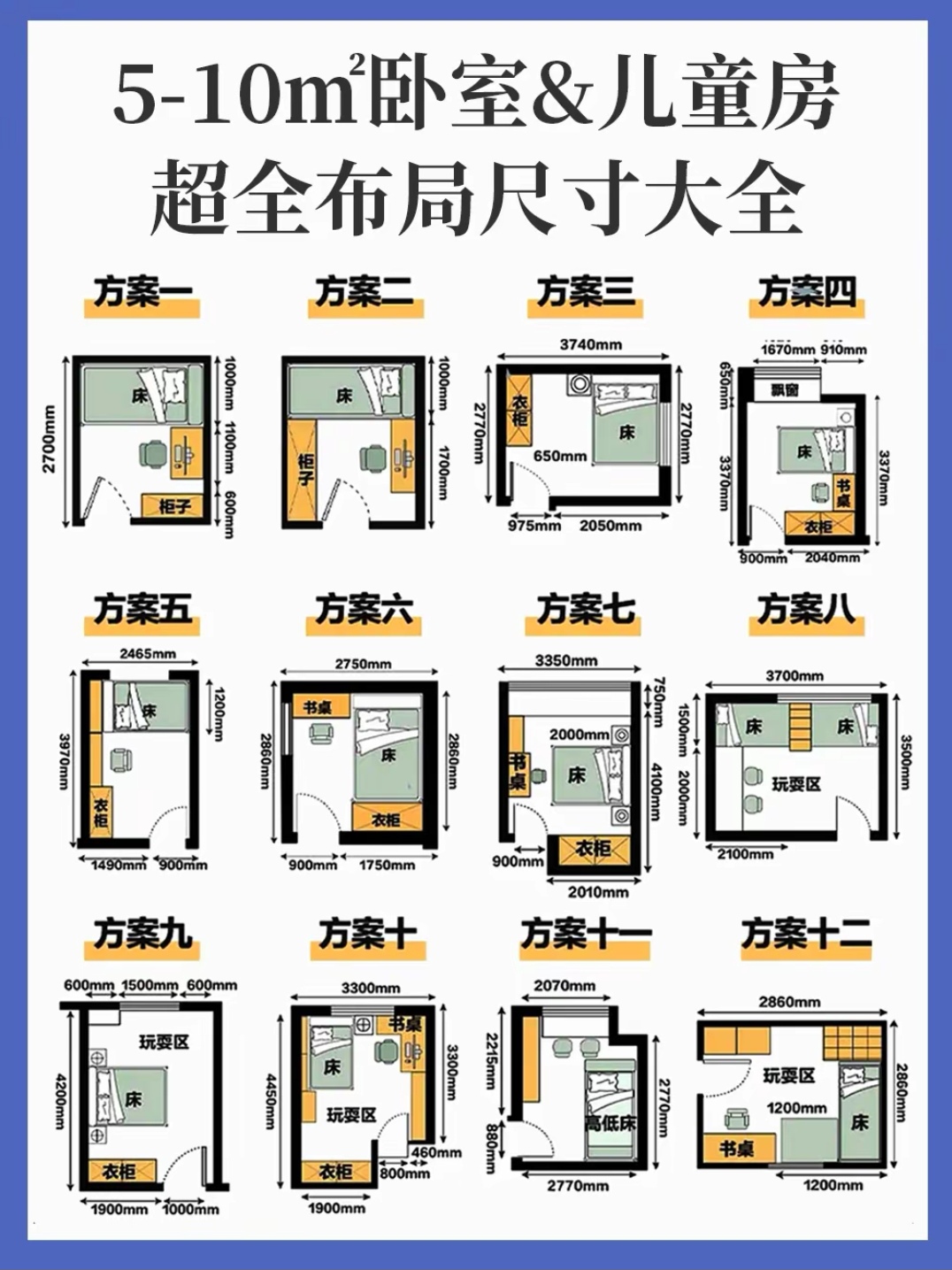 5-10平的小卧室设计布局图来了～抄作业#装修# #大s的遗产和孩子会归