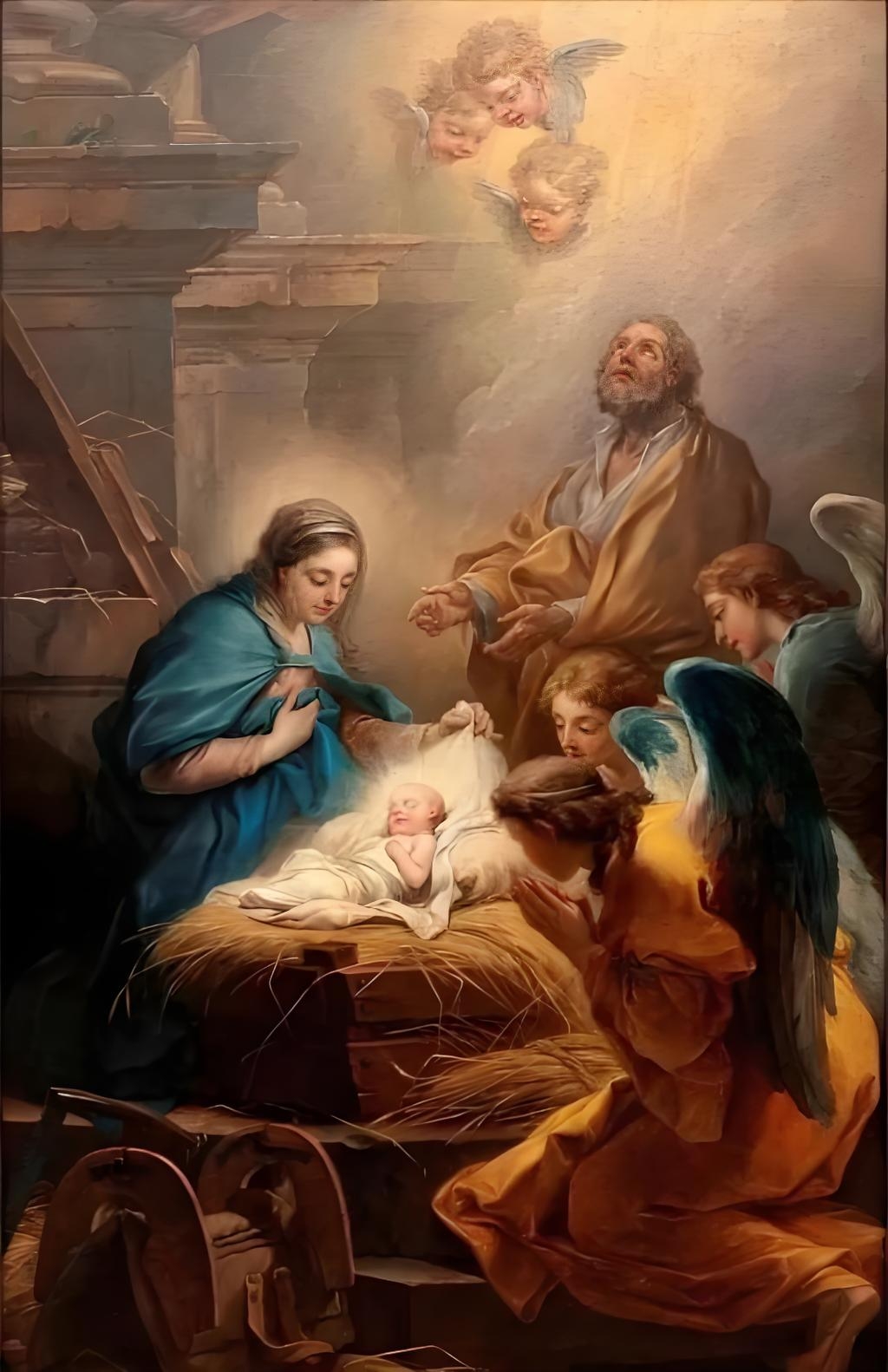 它经由天使口中说出来,说出耶稣诞生的神奇效果,一幅美丽祥和的宏大