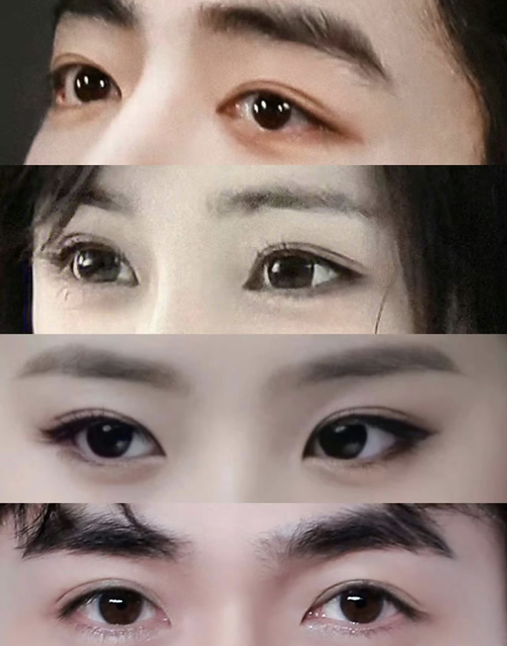 网友选的内娱最美眼睛,总结一下共同点:开扇型,有卧蚕,宽度较窄.