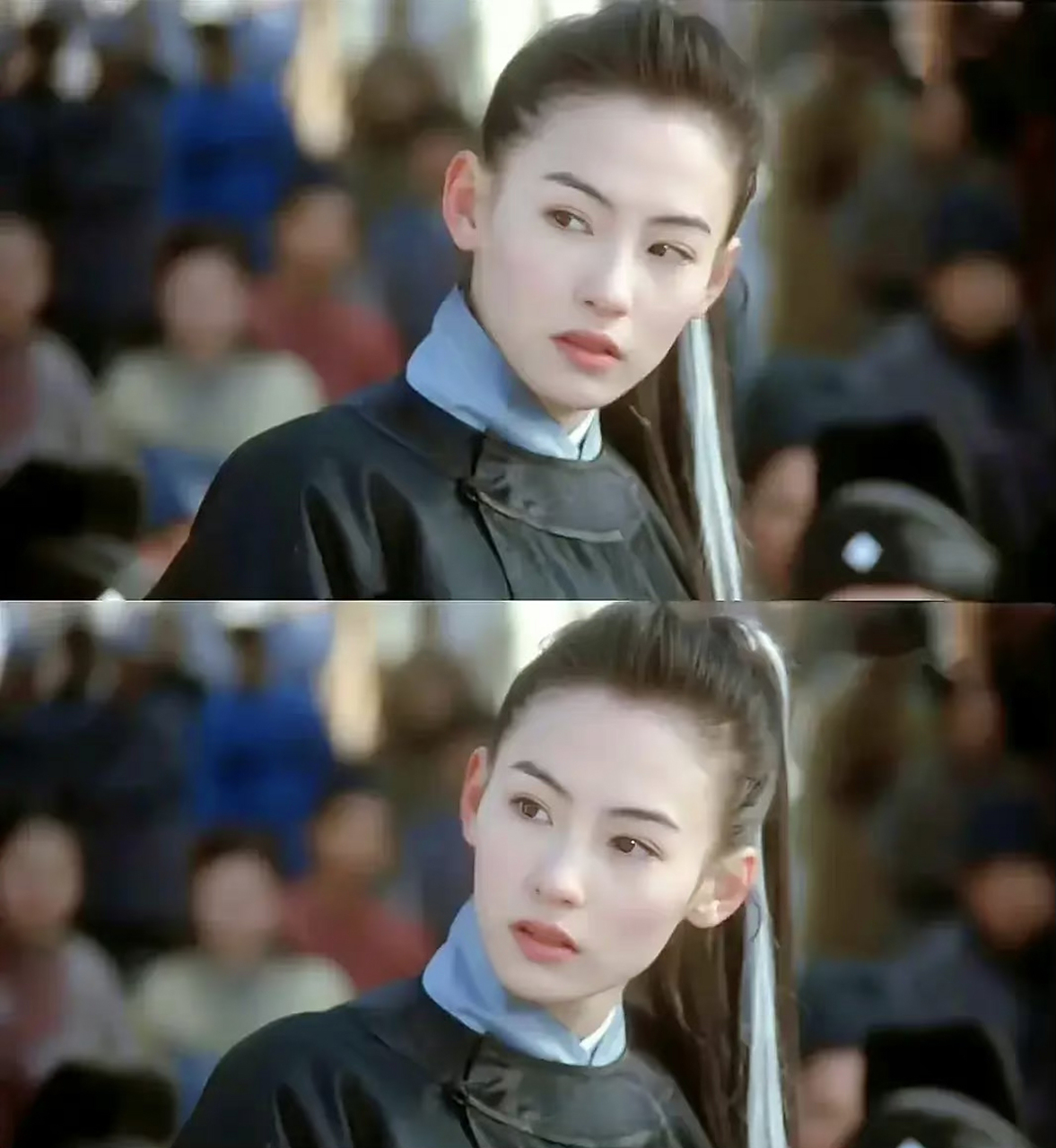 张柏芝骨相皮相都一绝,男装古装扮相也是好俊俏,精致的五官,简单的高