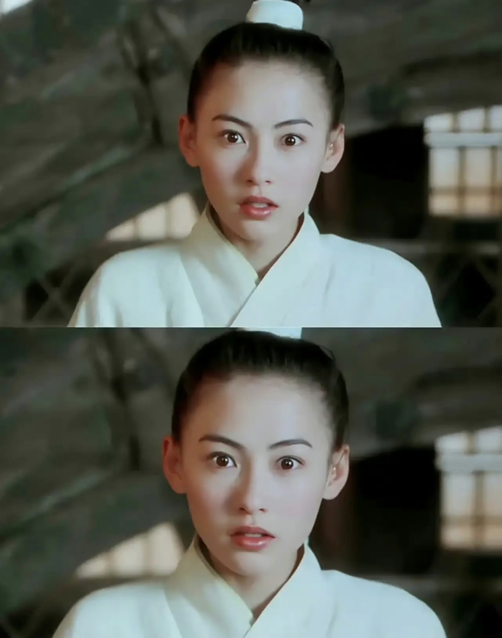 张柏芝骨相皮相都一绝,男装古装扮相也是好俊俏,精致的五官,简单的高