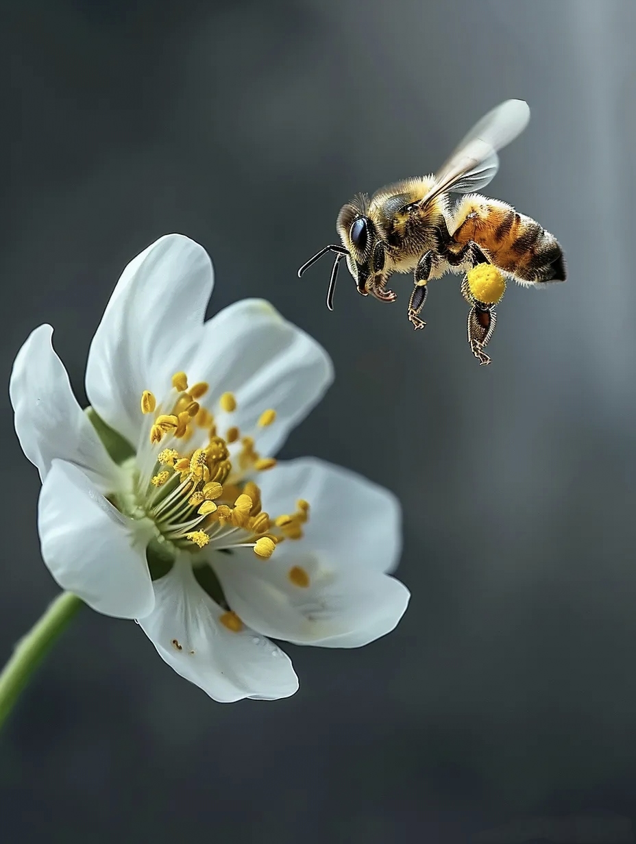 蜜蜂轻舞于花丛间