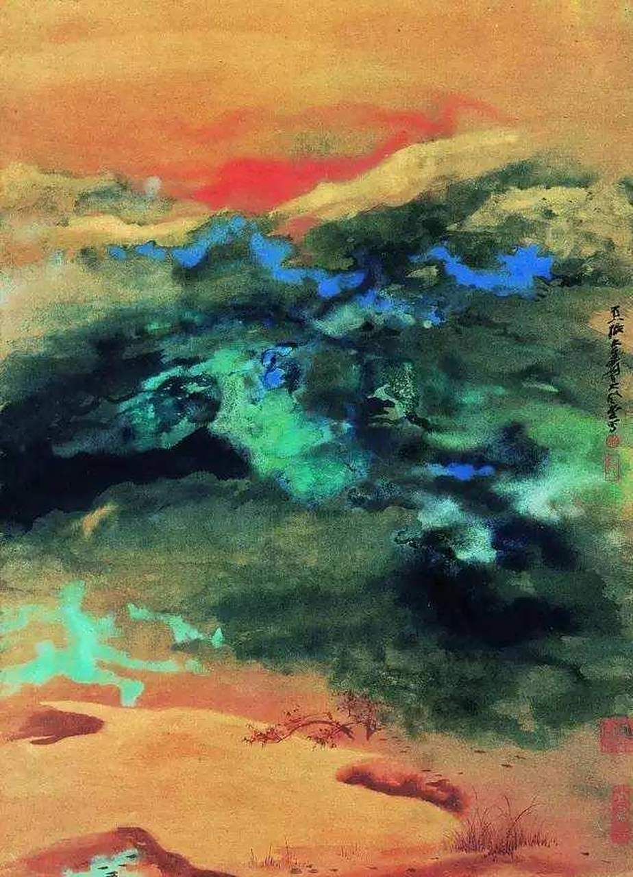 著名画家张大千先生的泼墨泼彩山水画高清图片欣赏