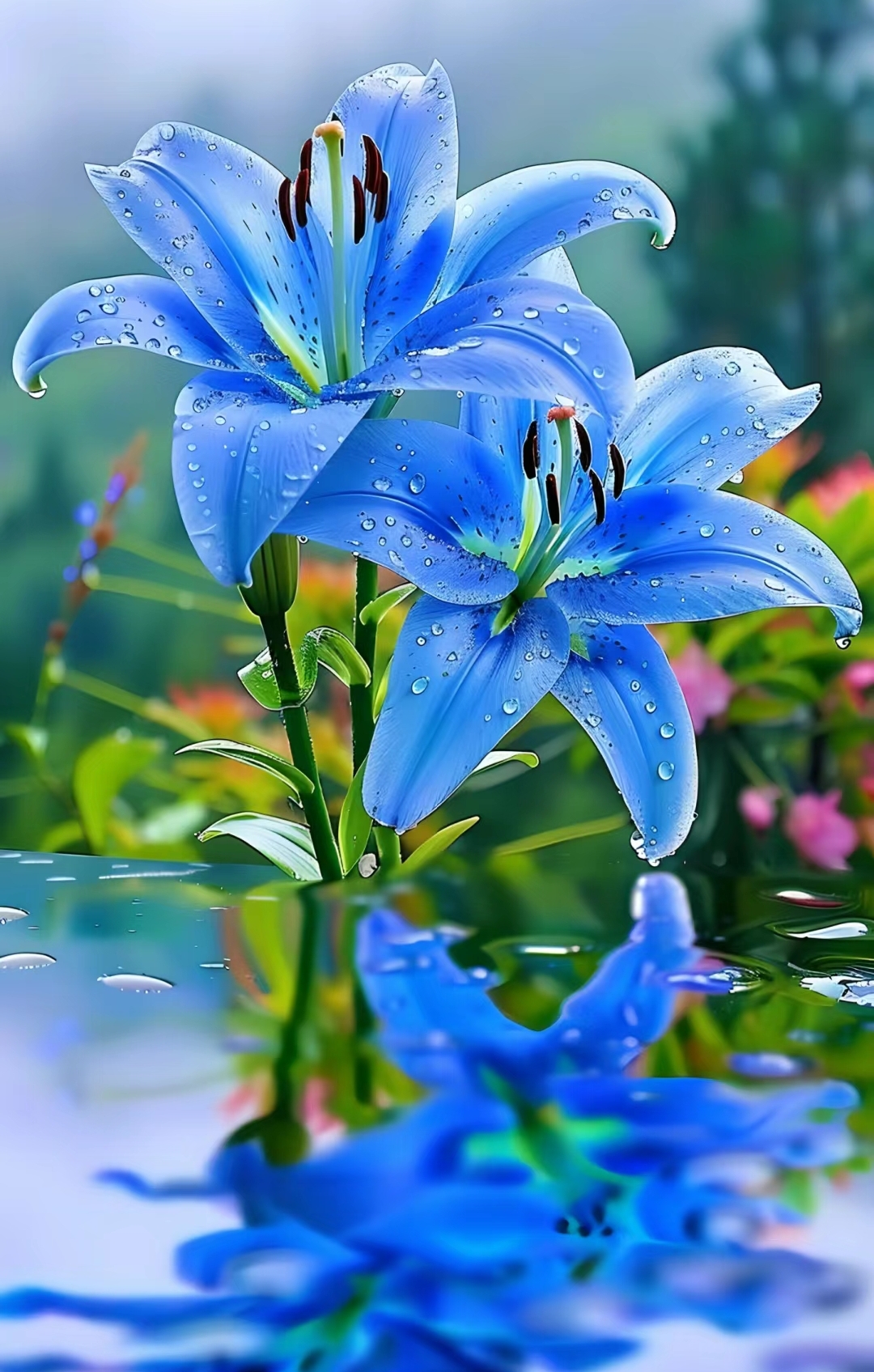 蓝色百合花 真实照片图片
