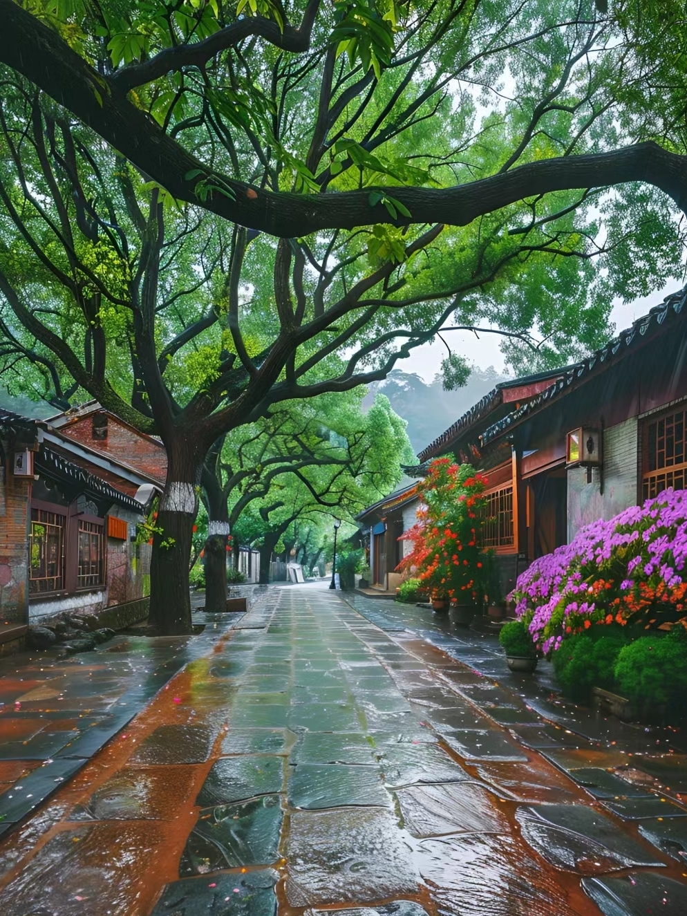 雨后街景图片