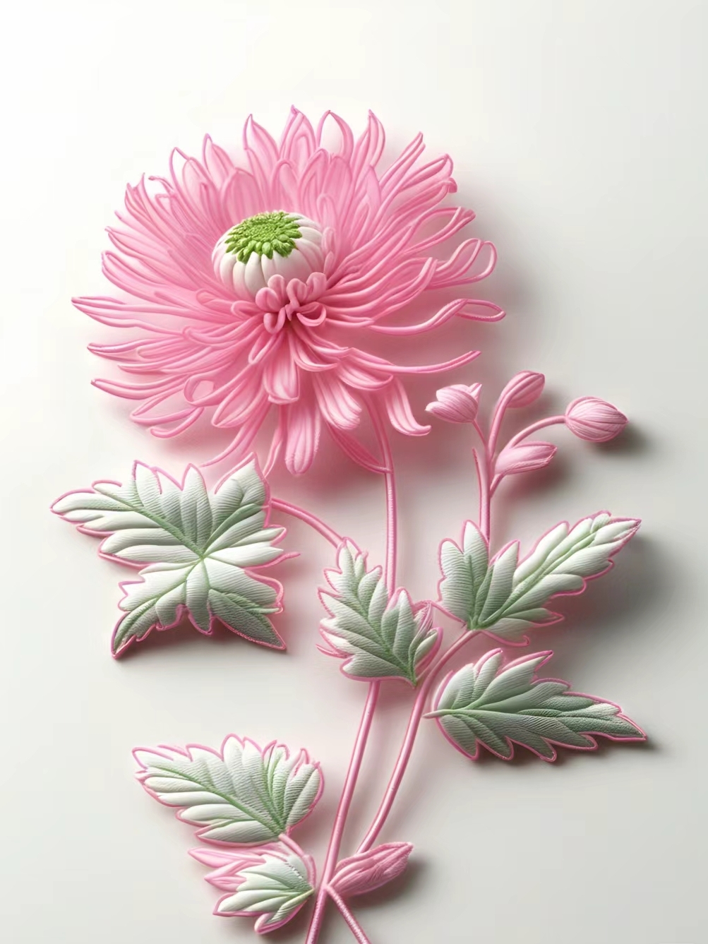 刺绣,娇艳的菊花.