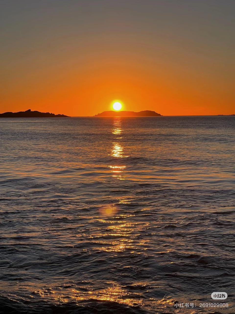 落日余晖,海面金光闪闪,美得让人心醉