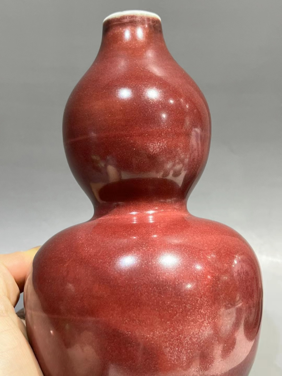 明永宣时期红釉葫芦瓶 高18公分,全品完整