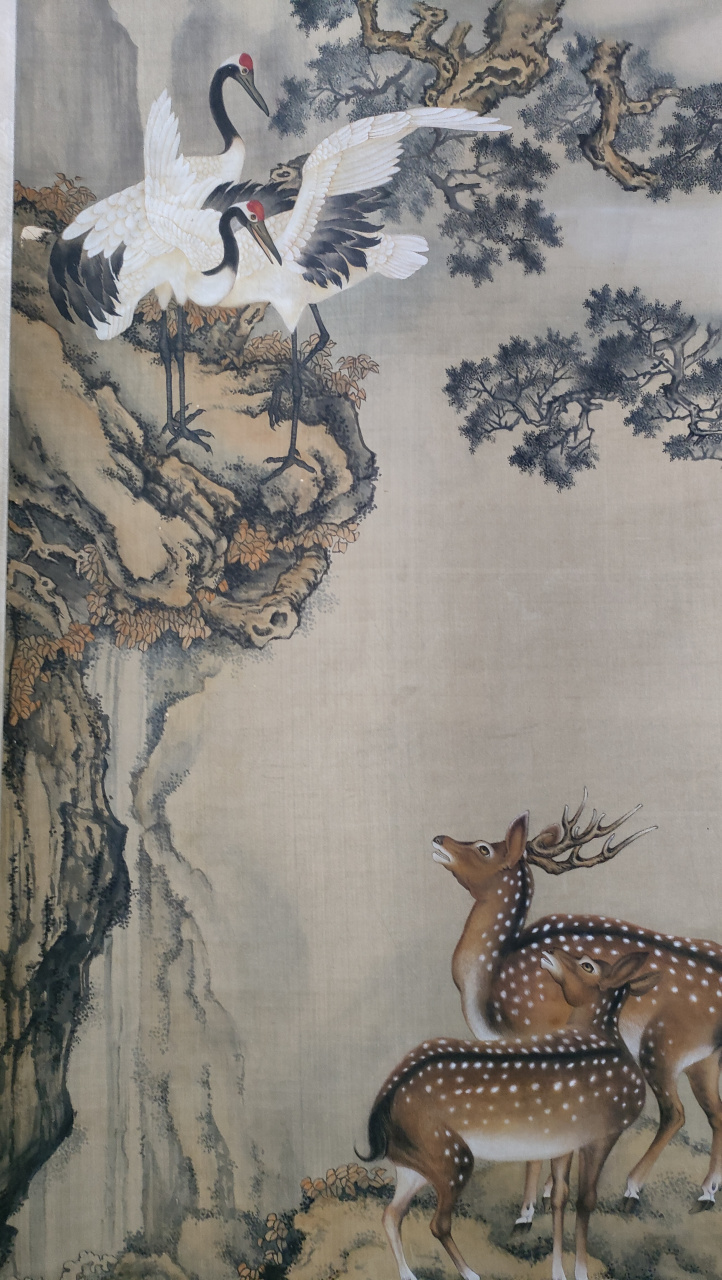 清乾隆沈铨鹤鹿同春精品画欣赏