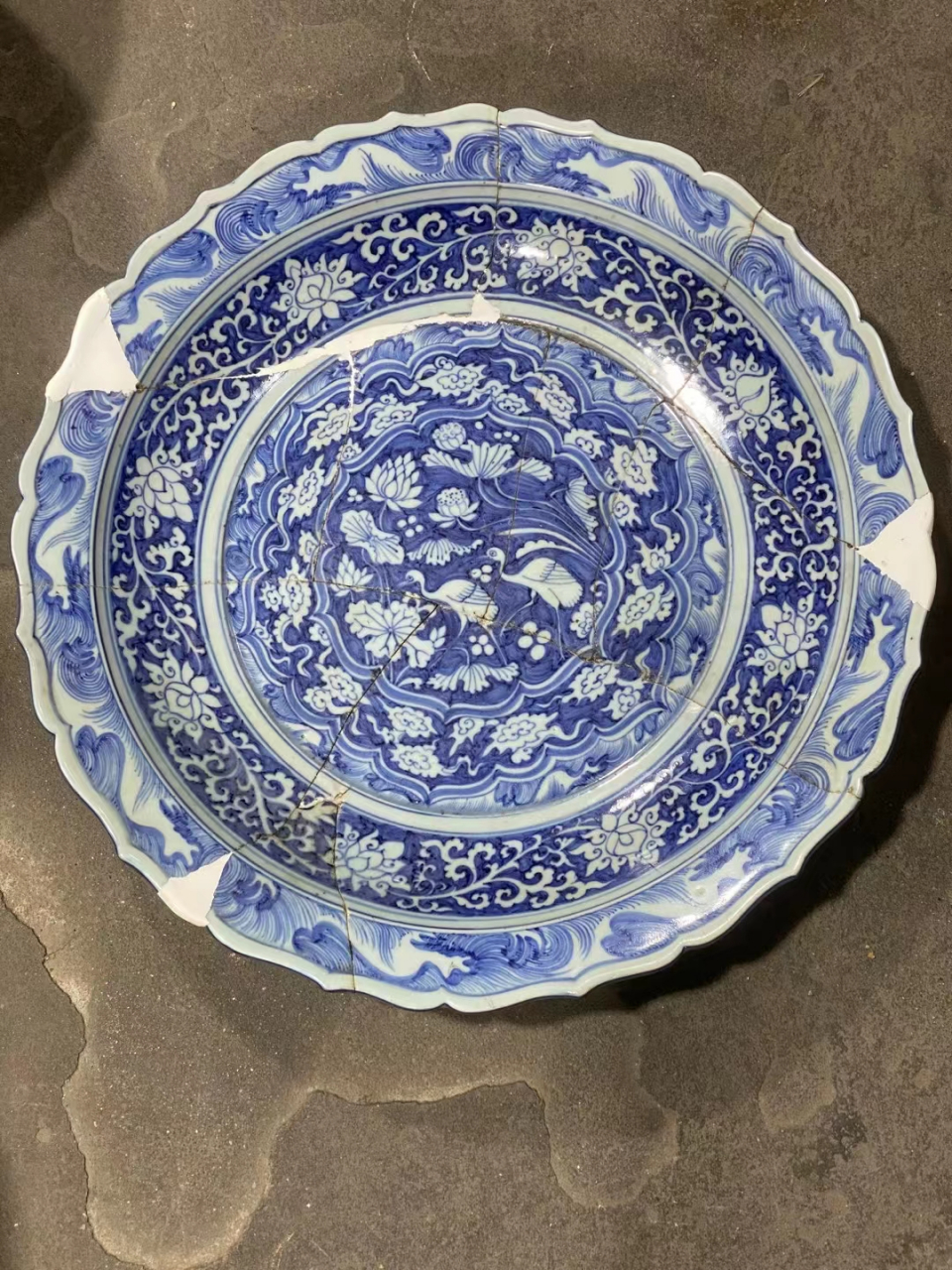 元代青花大盘,惜残