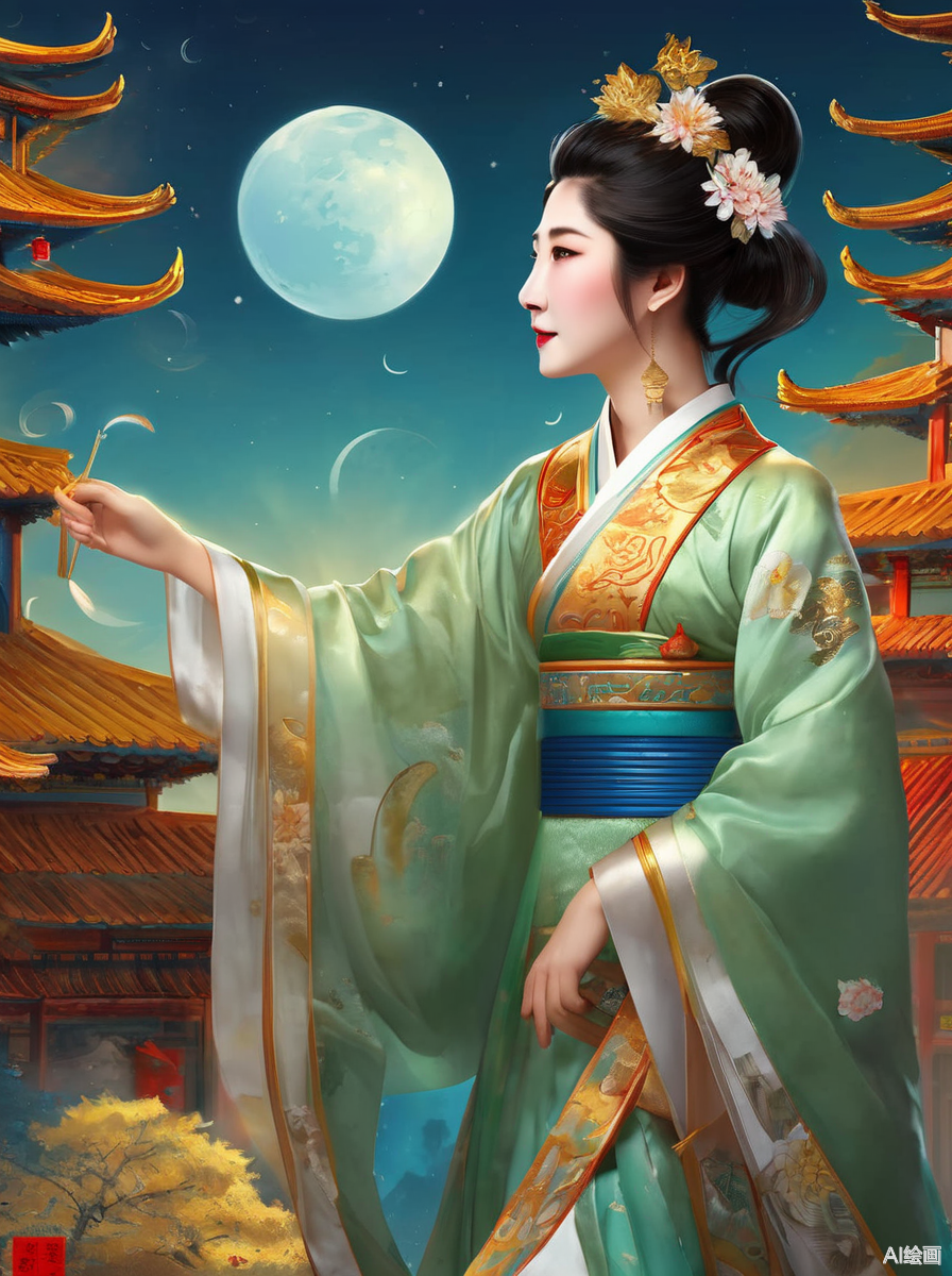 常娥,一个美丽的女子,心中怀着对月亮的向往.