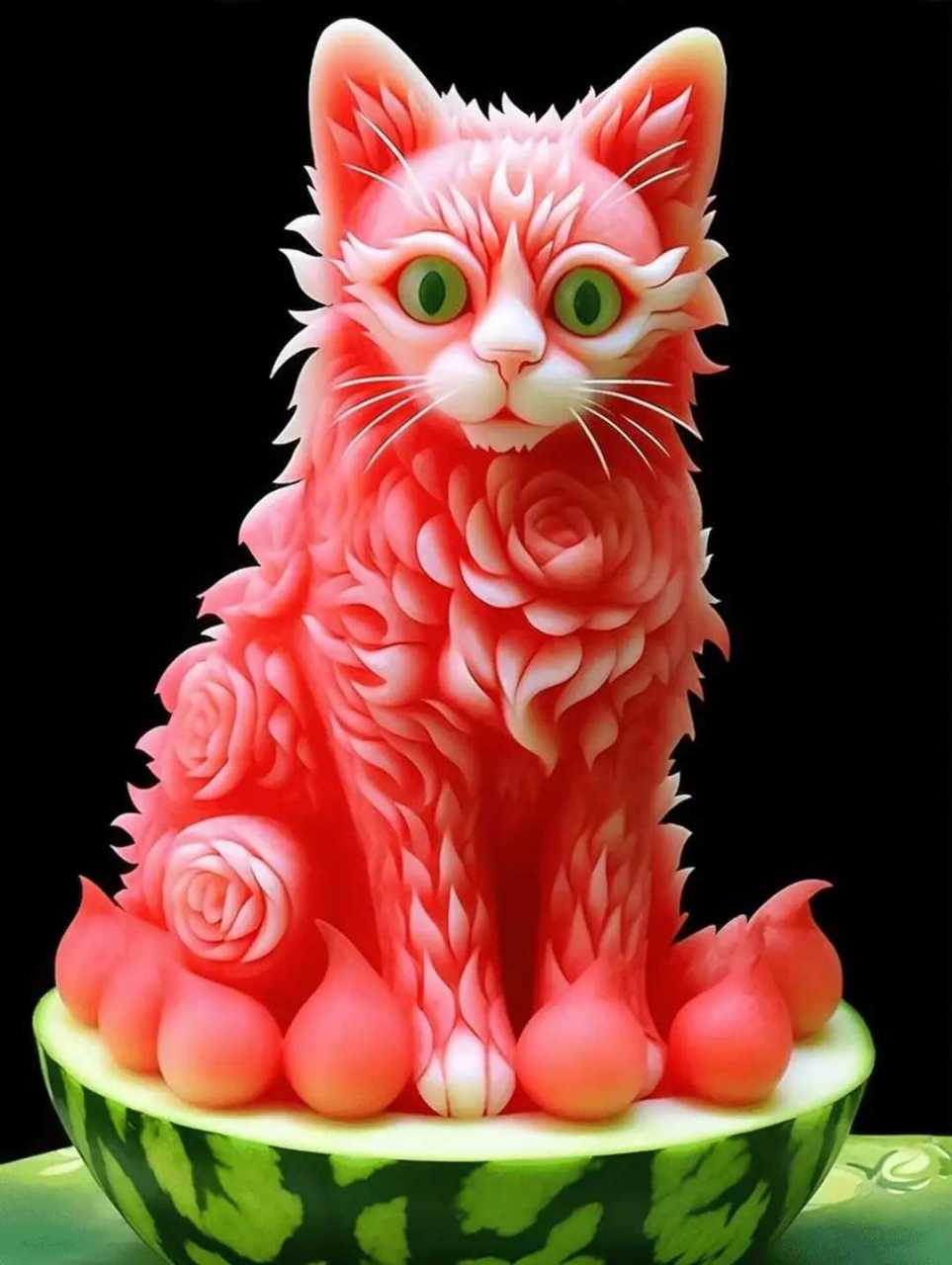 西瓜雕成这样,谁舍得下嘴呀?