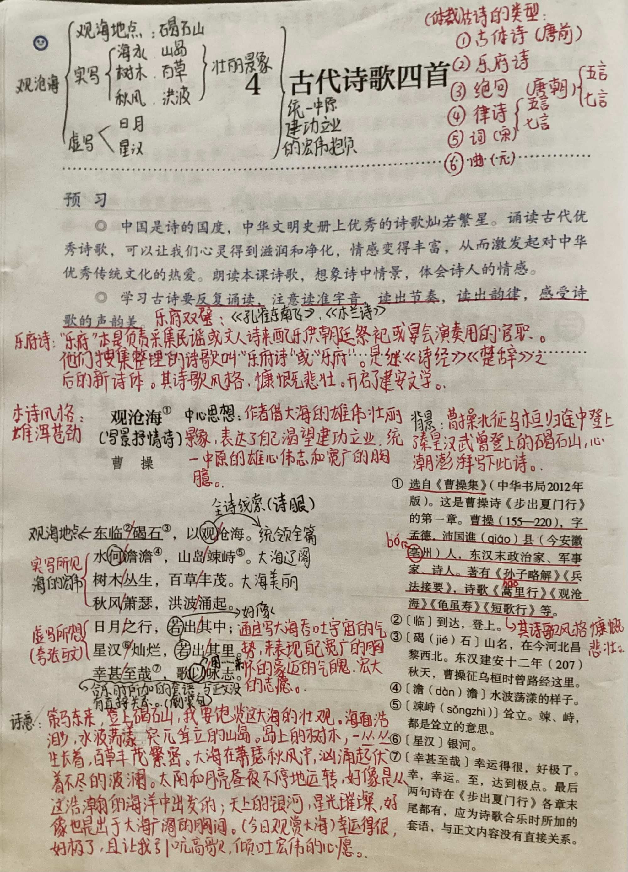 古代诗歌四首笔记图片