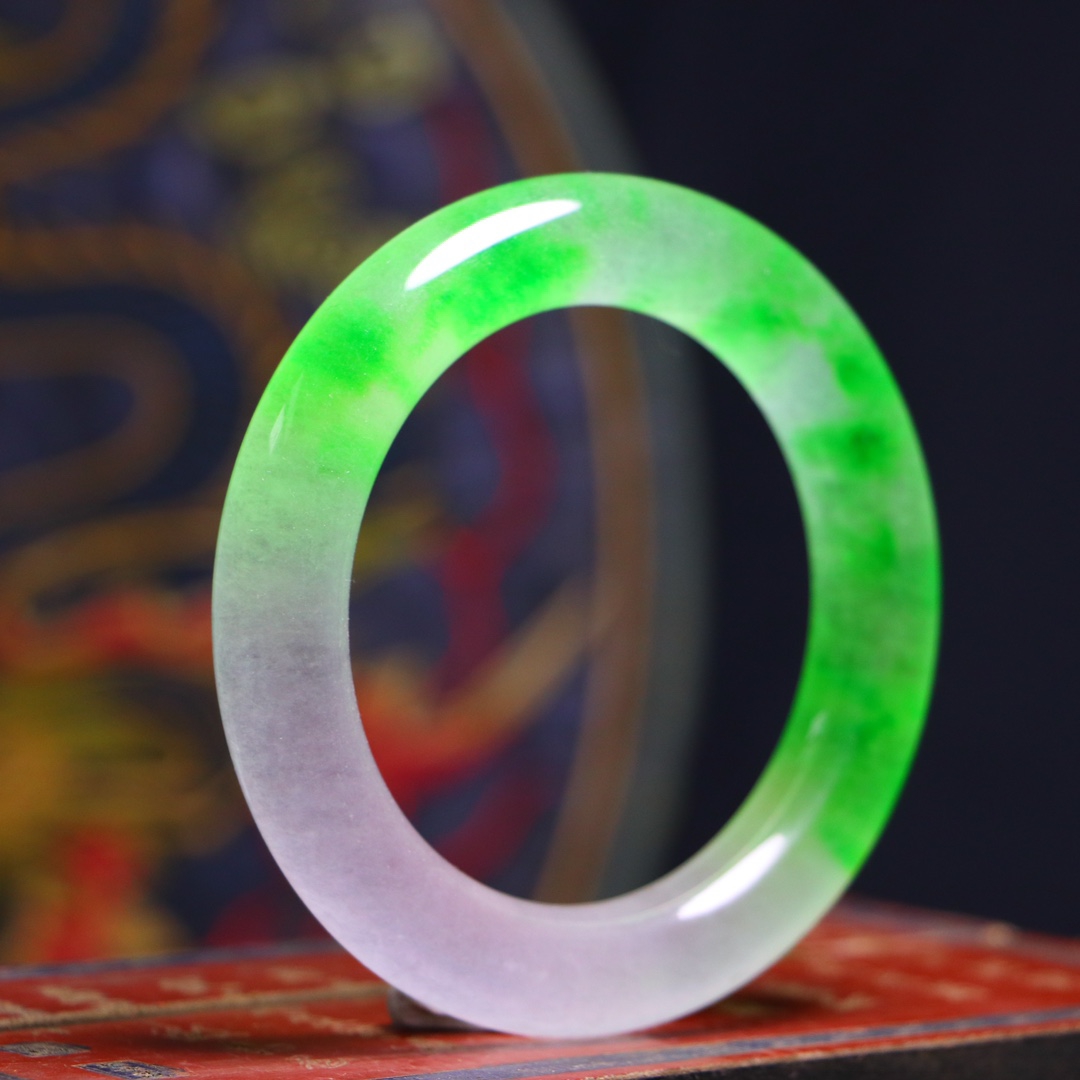 完美高冰精工雕刻【圆条手镯】 尺寸:63*14mm