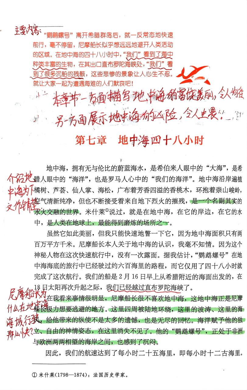 《海底两万里》第二部分第七章阅读批注#读书笔记打卡# #名著# #初中