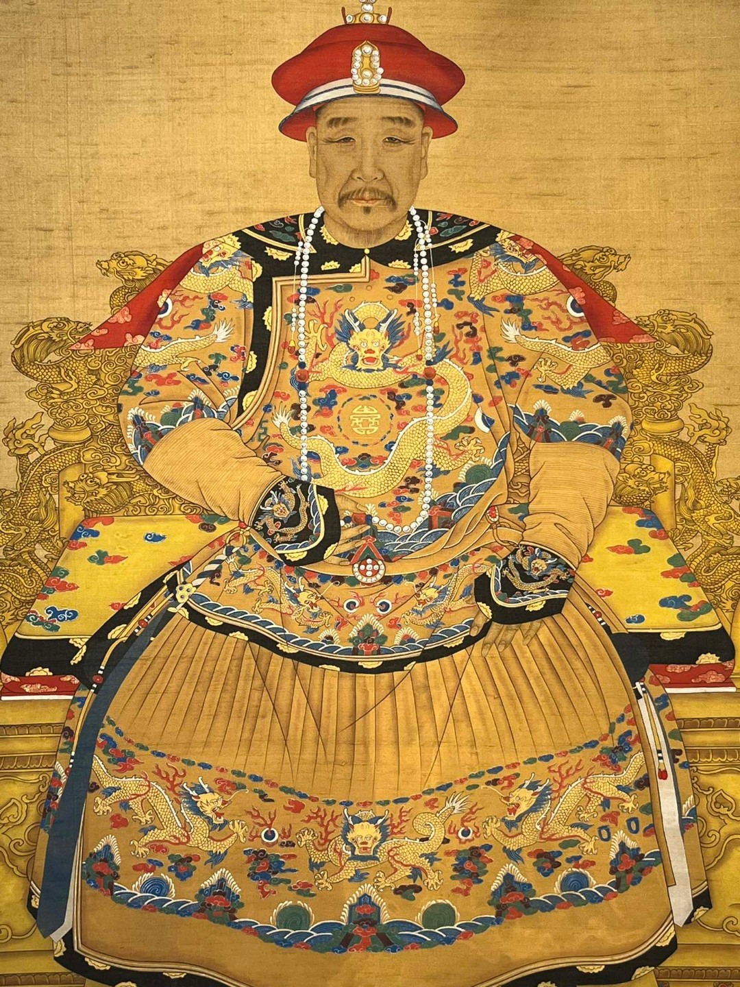 郎世宁丝绢手绘《康熙圣像图》一幅,郎世宁(英文名:giuseppe