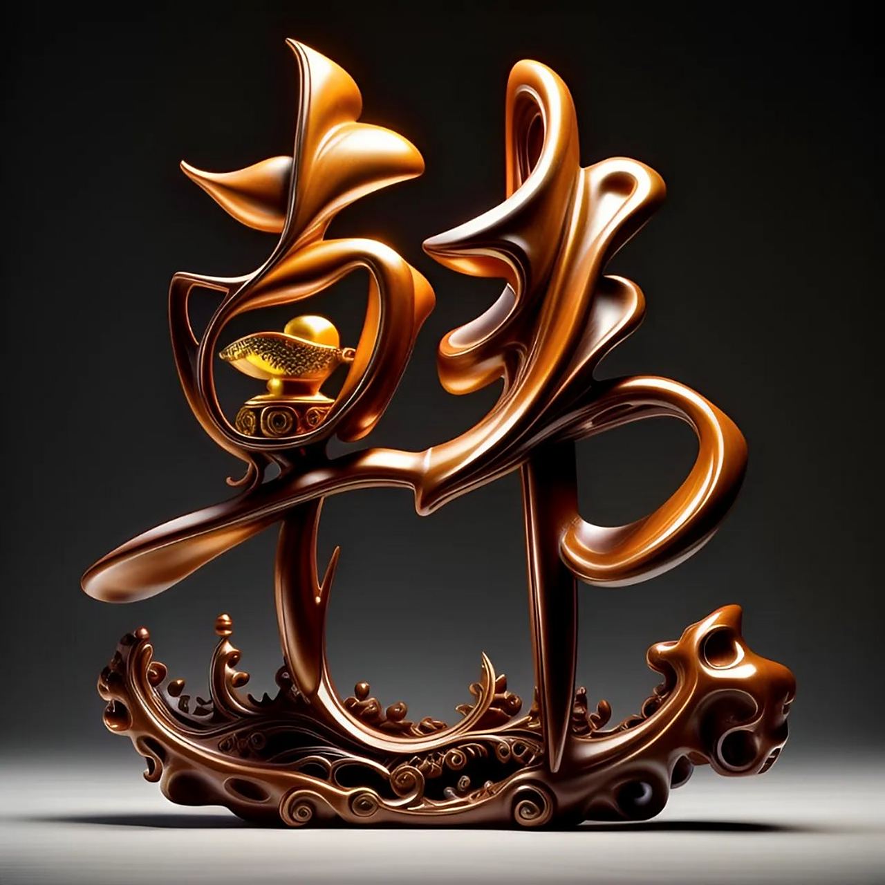 百家姓 ✨🎉 邂逅一笔一划间的艺术魅力,我被这金色的褚字深深