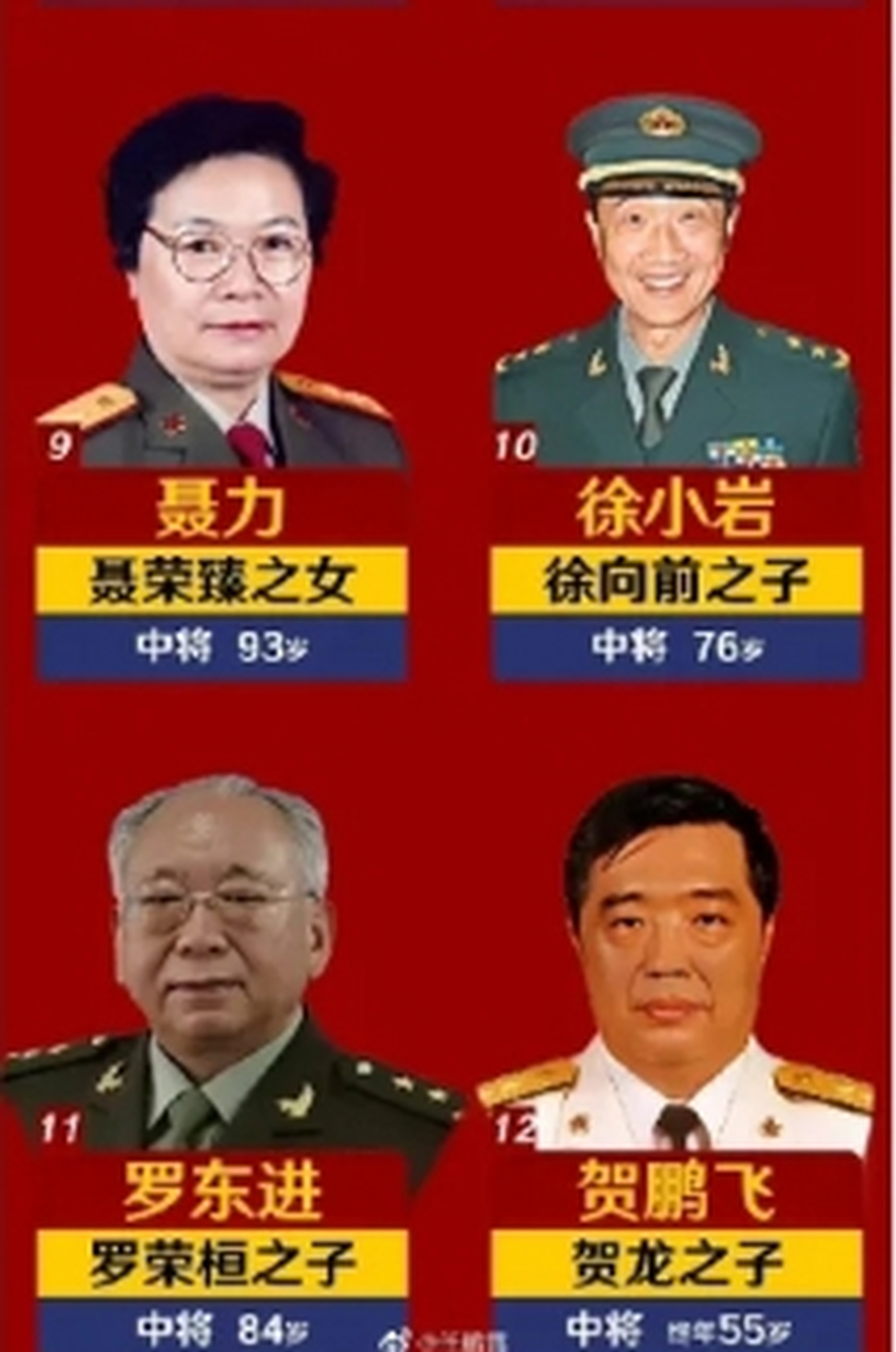 十大元帅子女中的将军真人图