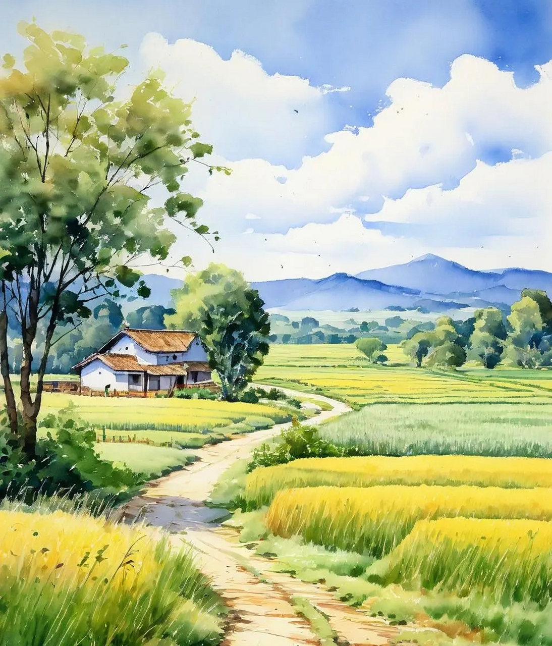 油画田野图片