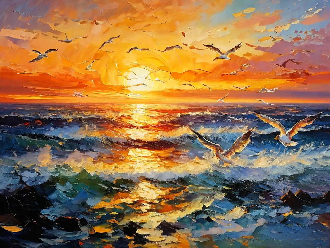 大海见证着日出的美丽,犹如一颗红宝石在海面上绽放,将平静的海面点缀