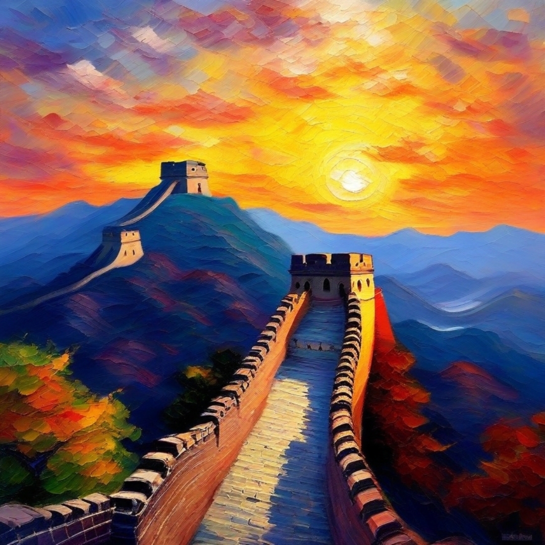 日出时的长城如一条蜿蜒的巨龙,散发着无尽的历史韵味