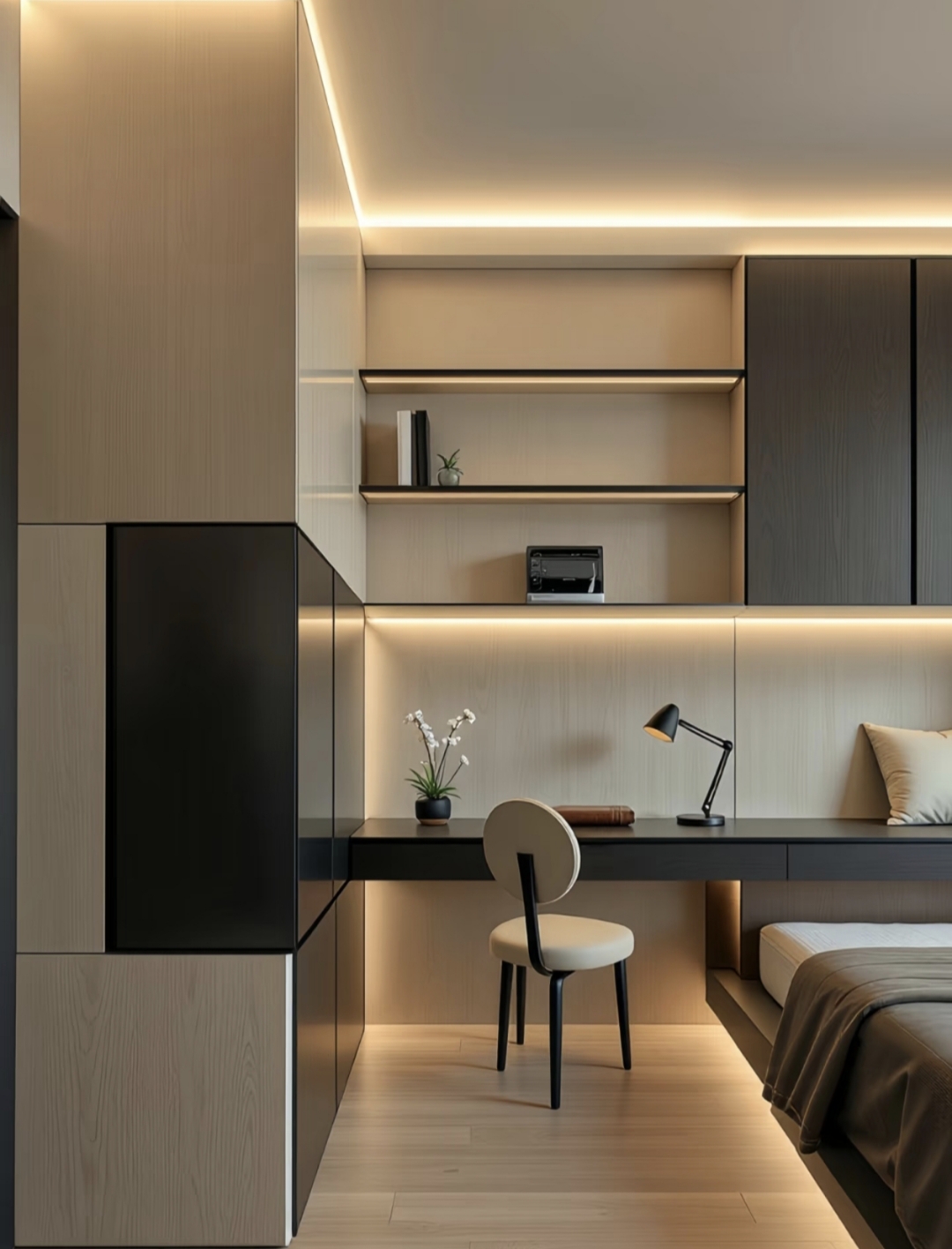 地台床与书柜开启"连体"模式,朋友一来就"长"在屋里不走啦!