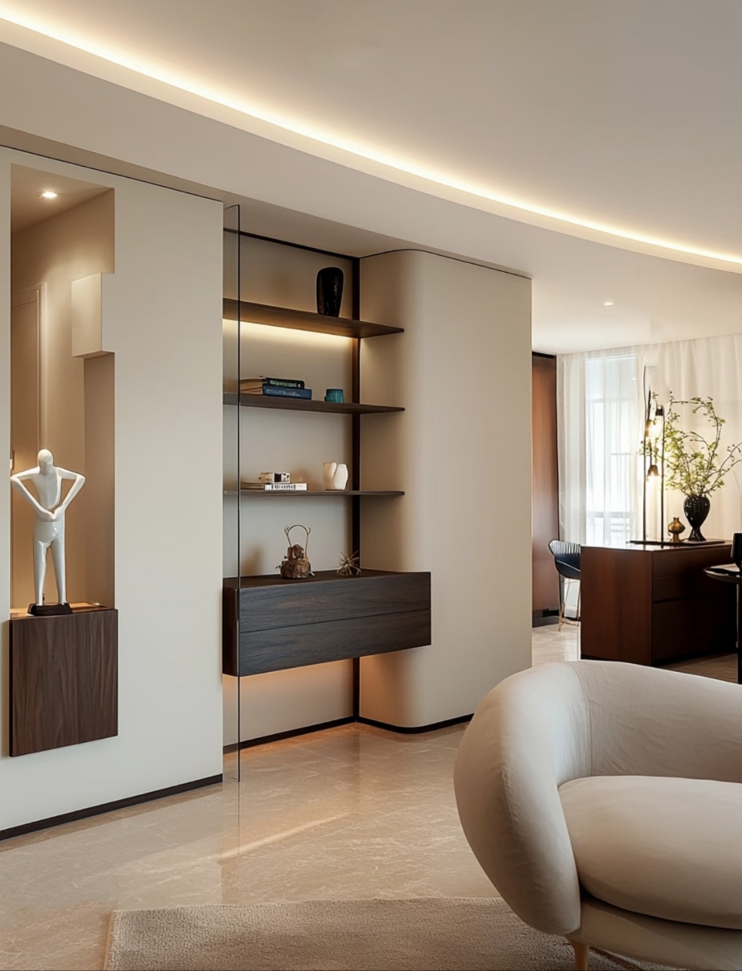 店悬空装饰柜悬空衣柜墙背景造型墙嵌入式储物间门洞改成嵌入式柜轻奢