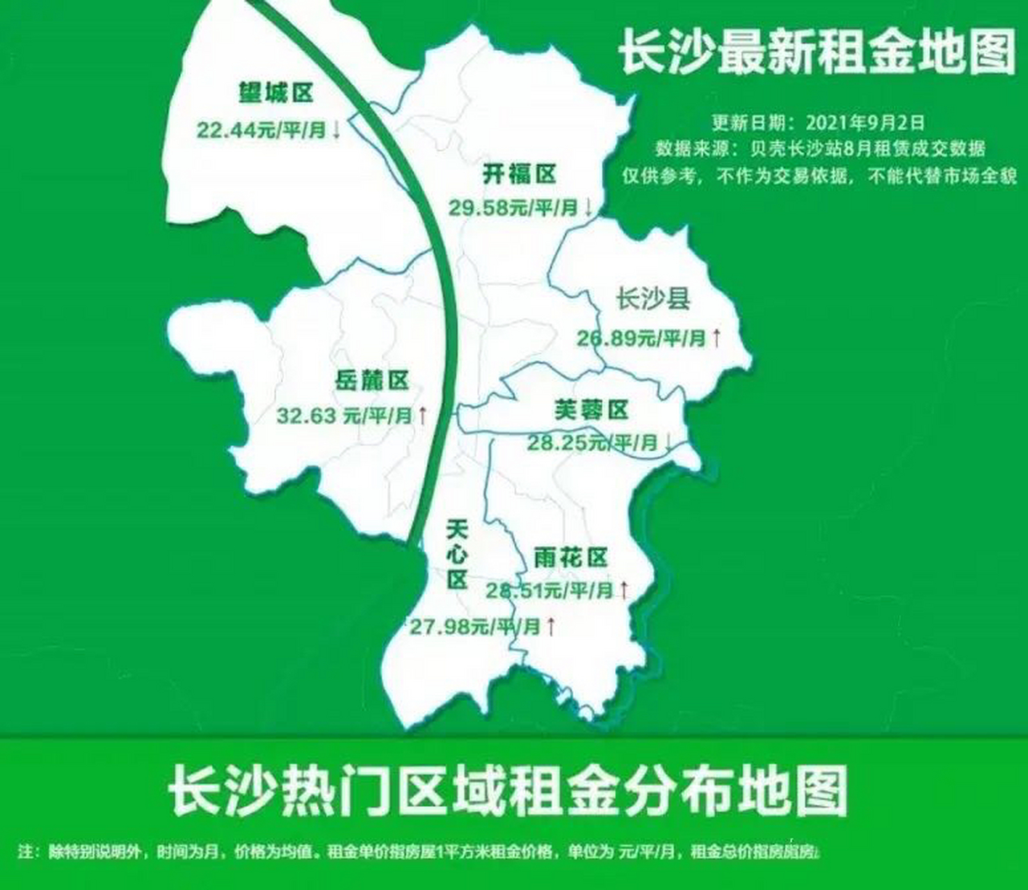 长沙市房屋最新租金分布地图 长沙市对商品住房的调控措施全国有名