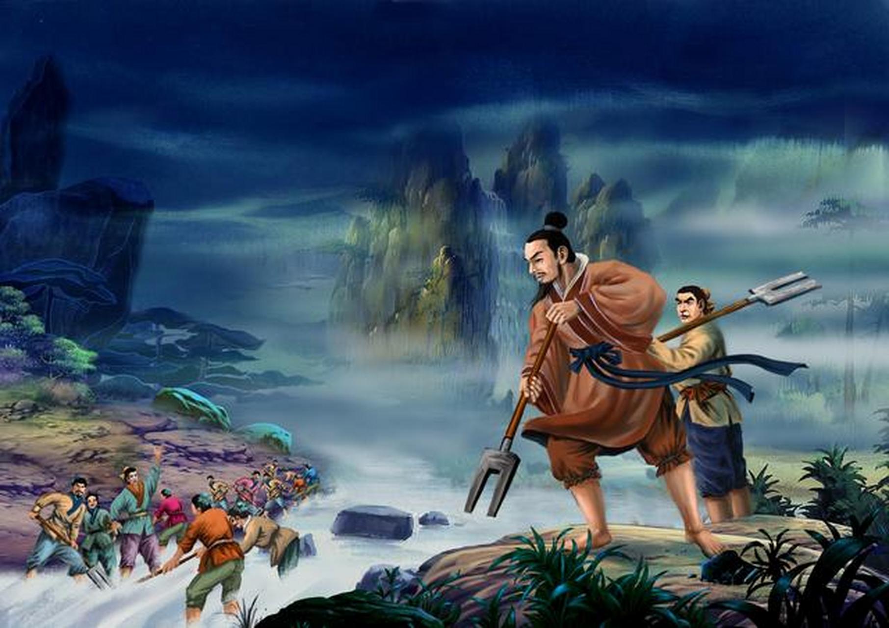 涂山氏夏启之母  妻子涂山氏送别夫君返回家中,见婆婆还在门口张望.