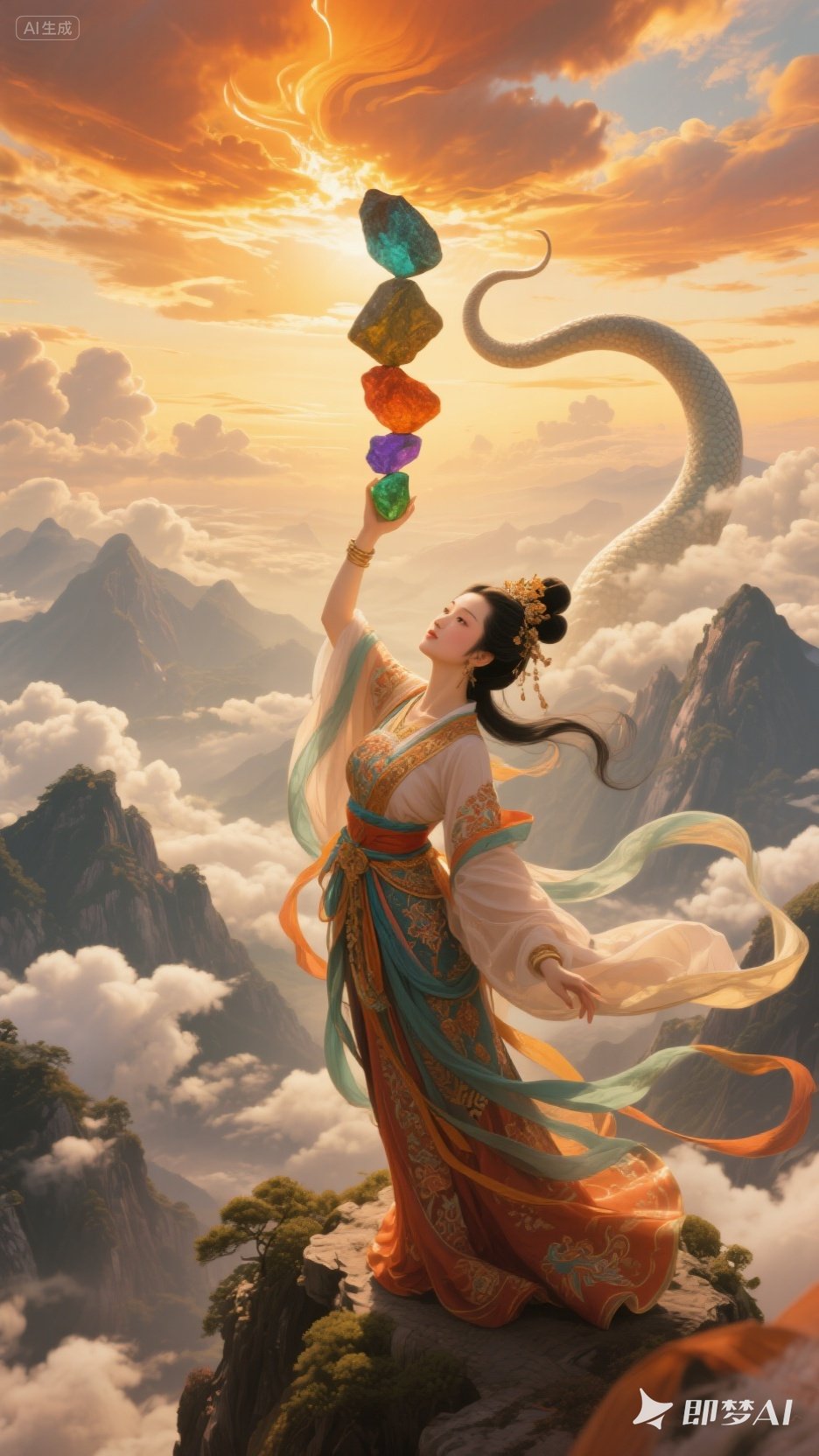 女人山海经女神古装坐骑美女图片大自然风水奇观神奇人物图片女娲补天