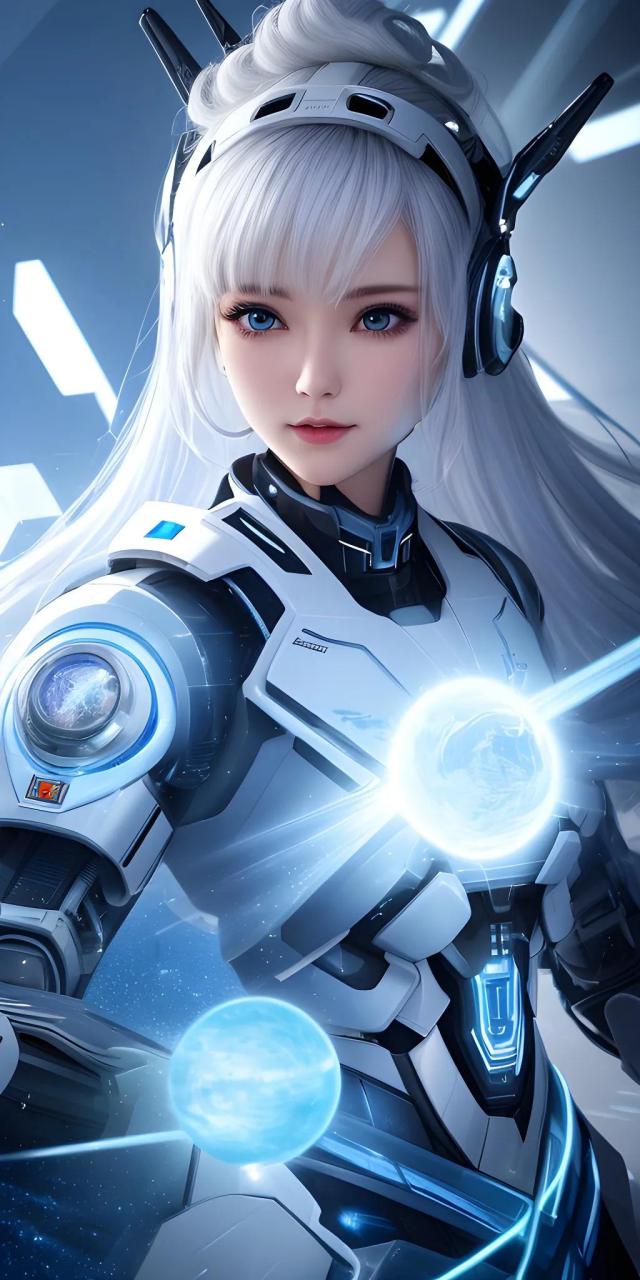 ai绘画:机械少女(蓝色之心)