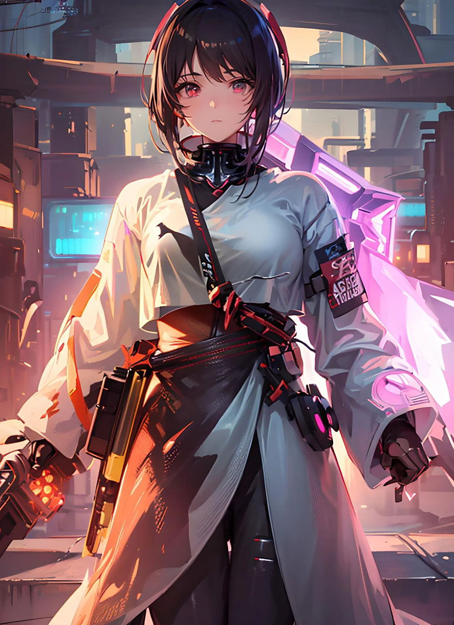 ai绘画:赛博朋克咒术师(牧炎灵)#中国风# #少女# #动漫壁纸# #ai共创