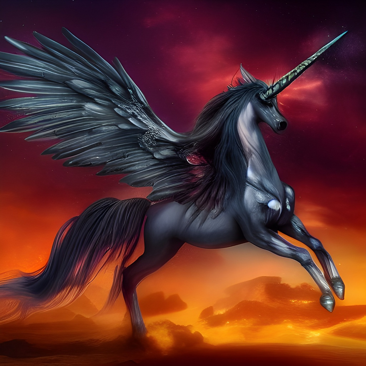 ai绘画:神奇的动物(暗黑独角兽)