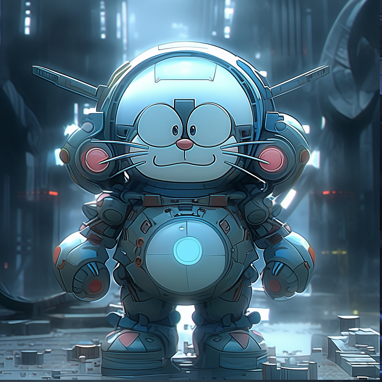 ai绘画:战斗叮当猫(机甲版)#未来# #动漫壁纸# #ai艺术季# #百度ai