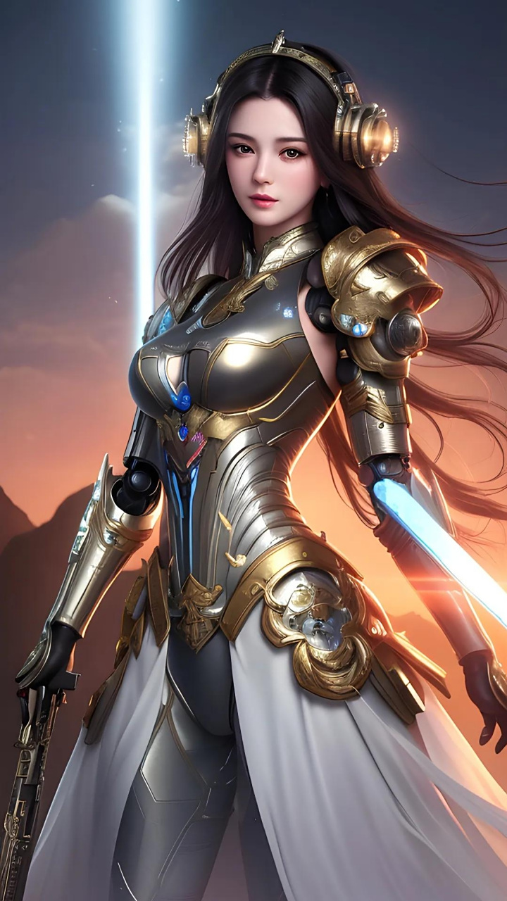 ai绘画:铠甲少女(金琉璃)