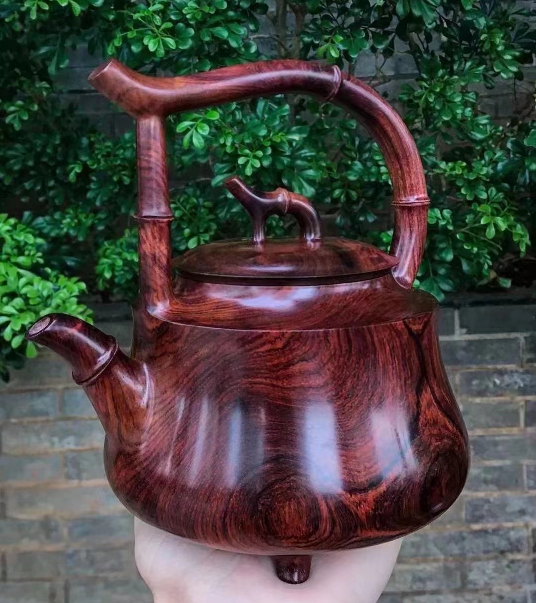 海南黄花梨老料紫油梨提梁壶#海南黄花梨家具# #黄花梨# #海南黄花梨