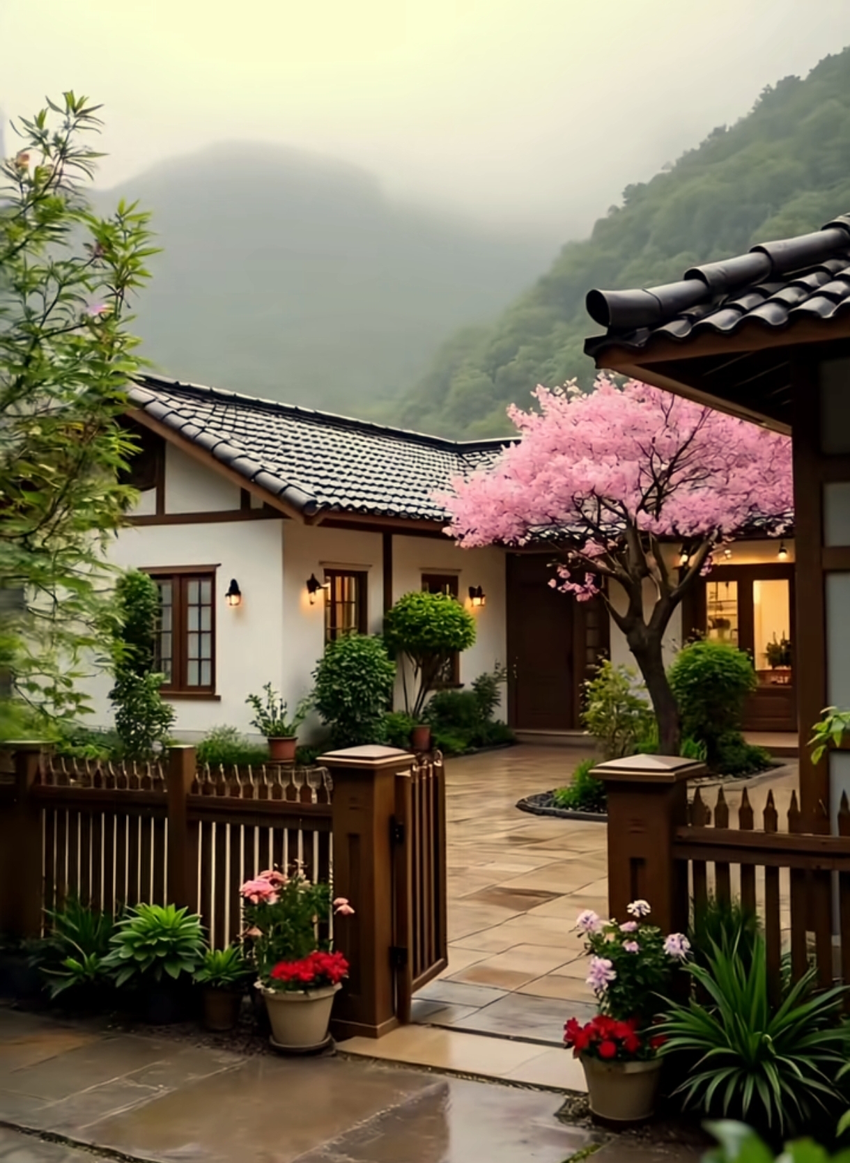 中式建筑田园风.实景3d手机院子墙纸