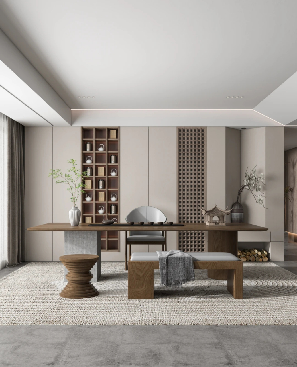 新中式茶桌椅分享[微风] 简洁禅意的新中式茶室,一切皆为静,一切皆为