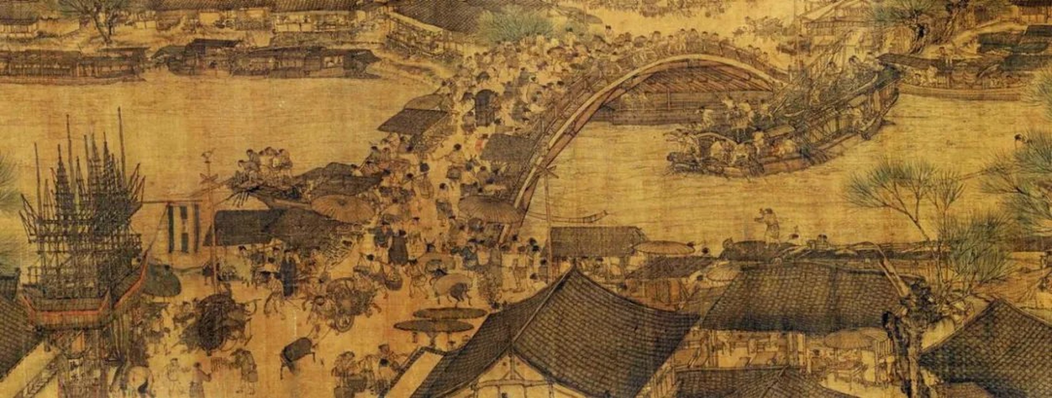 张择端:(1085—1145)宣和年间任翰林待诏,擅画楼观,屋宇,林木,人物.