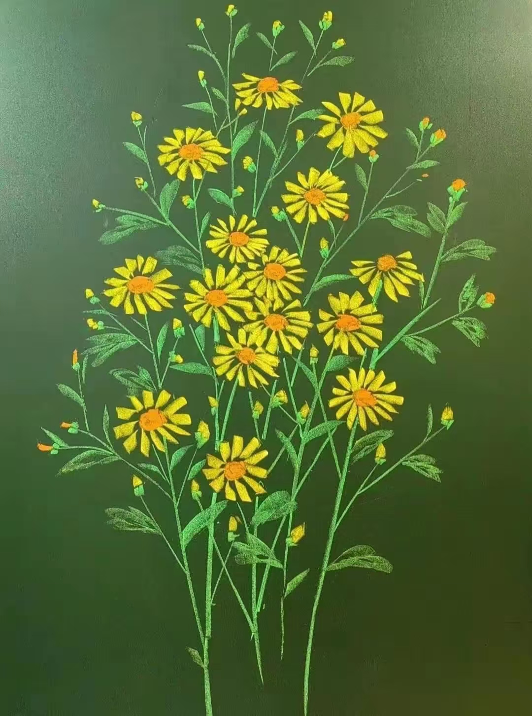 粉笔画 哇,这油画真让人心情愉悦,满是生机勃勃的向日葵,看着就感到