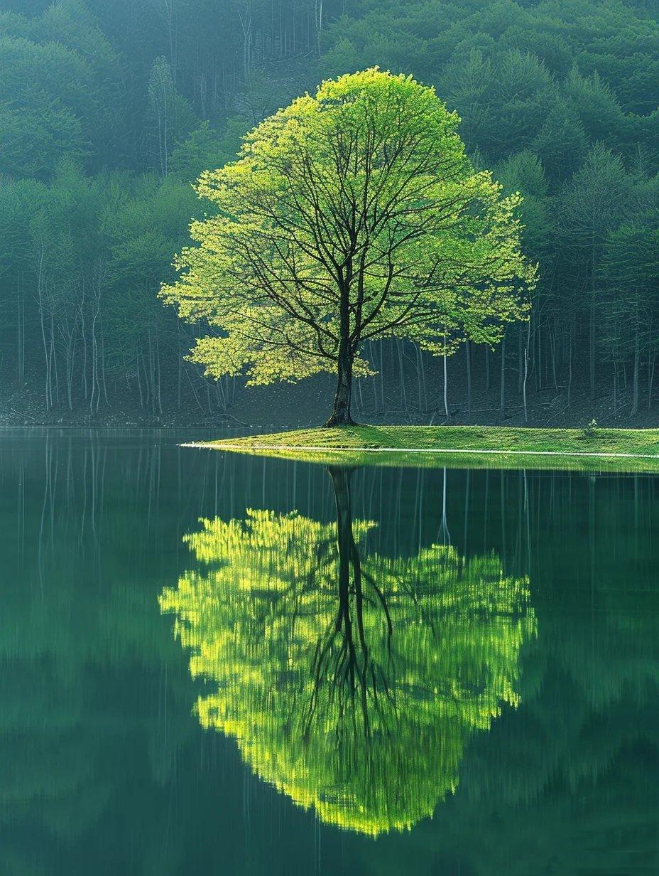 那倒影仿佛承载着另一个世界的魅力,何必再强调"水上"二字,它已自成