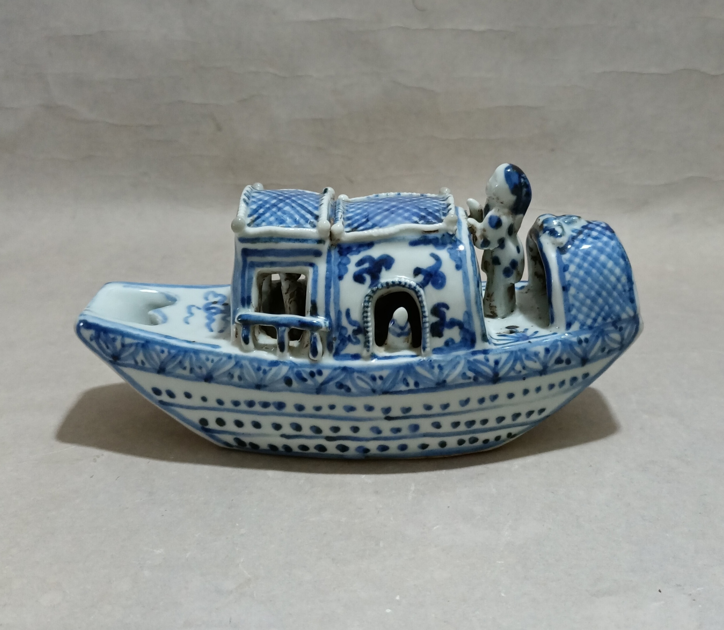 元青花瓷船砚滴.请大家欣赏.