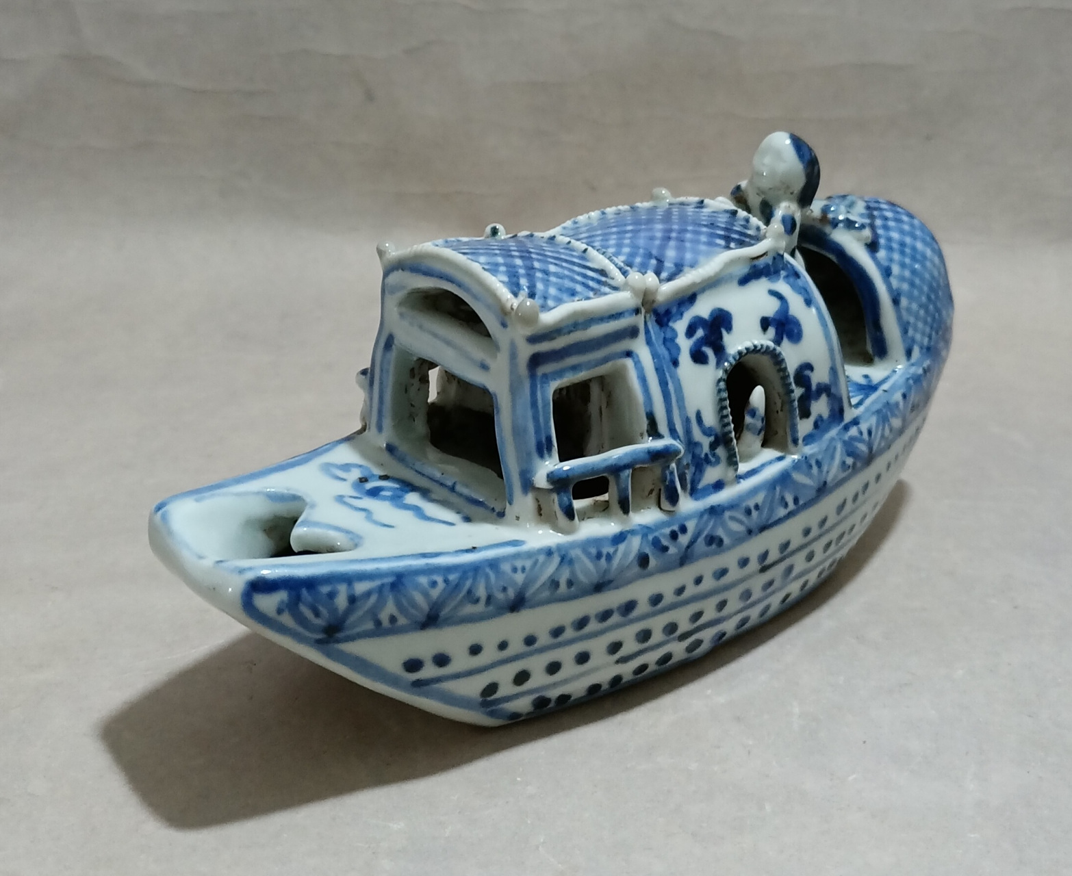 元青花瓷船砚滴.请大家欣赏.