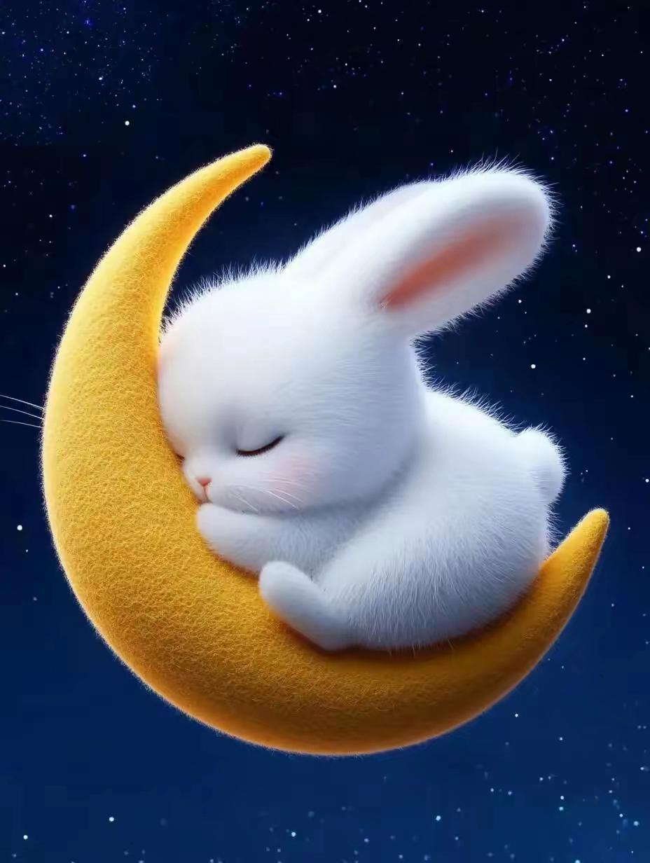 月亮上有只安睡兔,那兔子睡得那叫一个香啊,仿佛月亮就是它超级大的