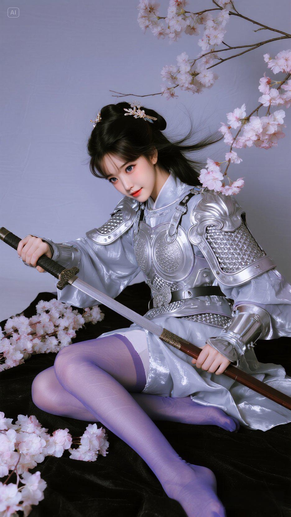 哇,这妹子古装造型也太美了吧,手持宝剑英姿飒爽,紫