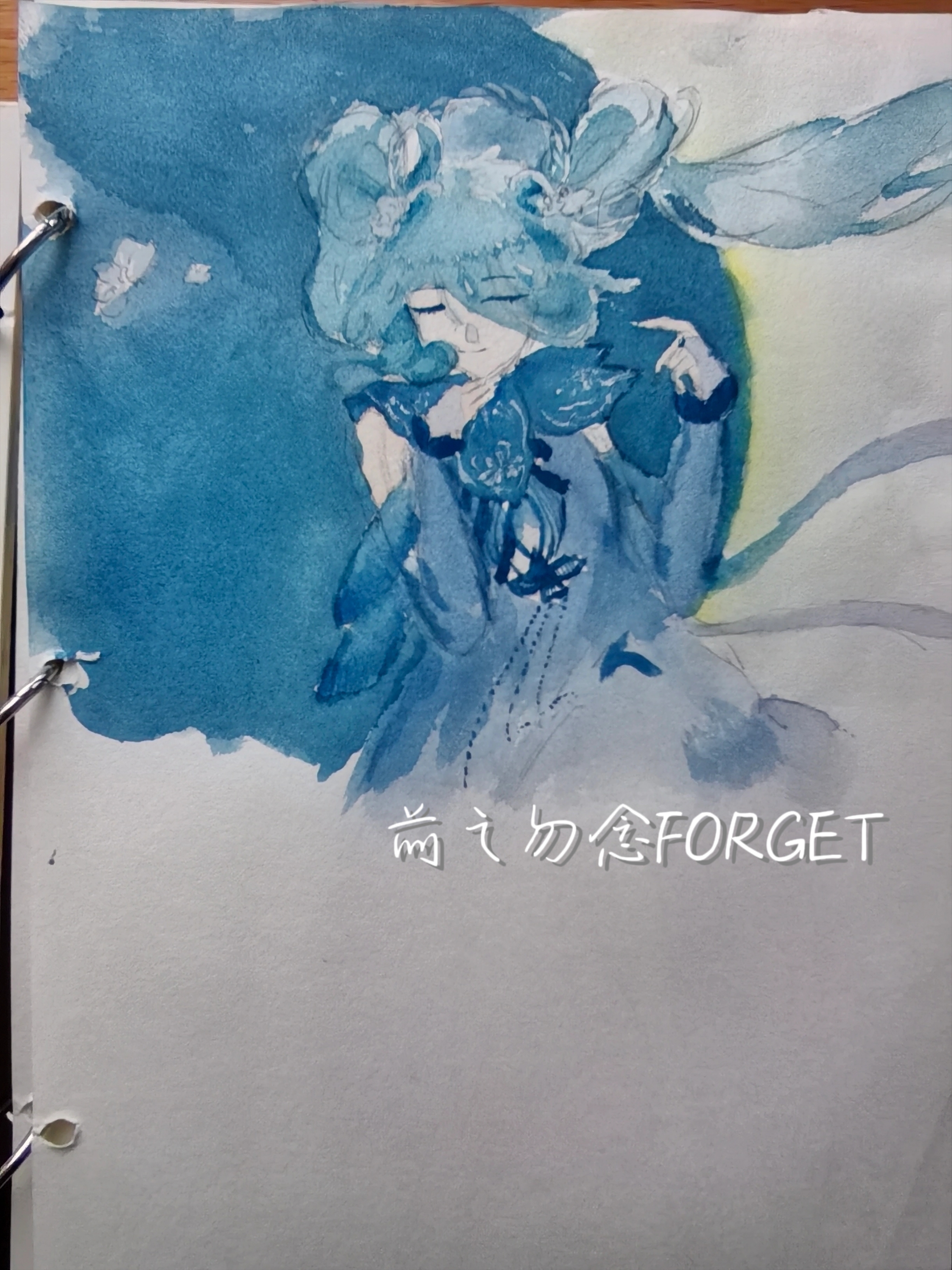 月色如水洒窗帘,美人轻歌夜未央. (同学送的初音徽章,喜欢,遂画)