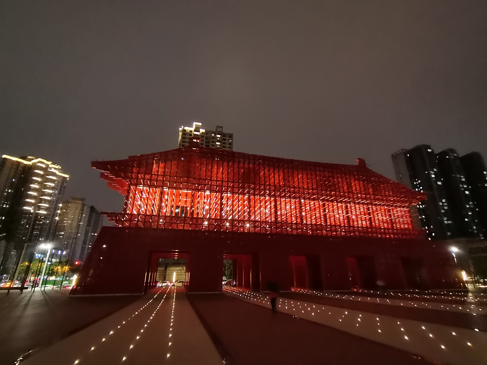 明德门遗址公园 西安隋大兴唐长安明德门遗址公园夜景